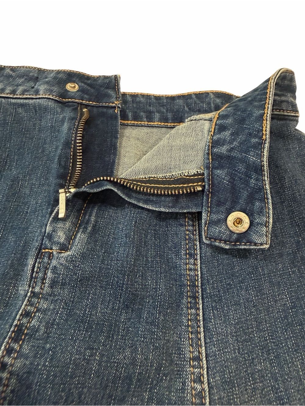 1.STATE A-Line Denim Maxi Skirt Paneled Back Zip Medium Wash Blue 2 NEW - Picture 7 of 11